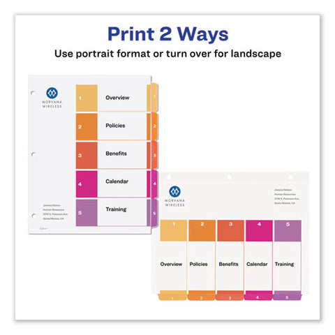 Customizable Toc Ready Index Multicolor Dividers, 5-tab, Letter, 6 Sets