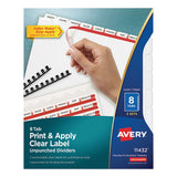 Print And Apply Index Maker Clear Label Unpunched Dividers, 8tab, Letter, 5 Sets