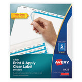 Print And Apply Index Maker Clear Label Dividers, 5 White Tabs, Letter, 5 Sets