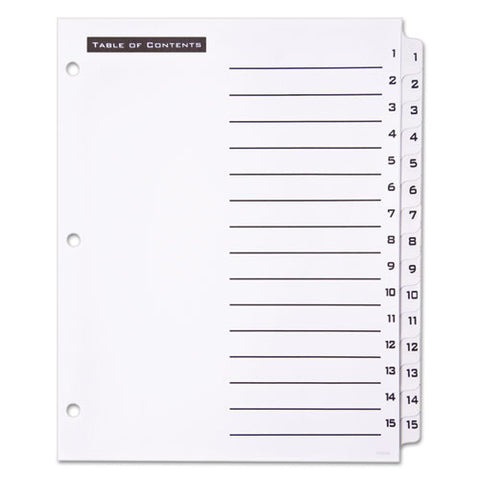 Table 'n Tabs Dividers, 15-tab, 1 To 15, 11 X 8.5, White, 1 Set