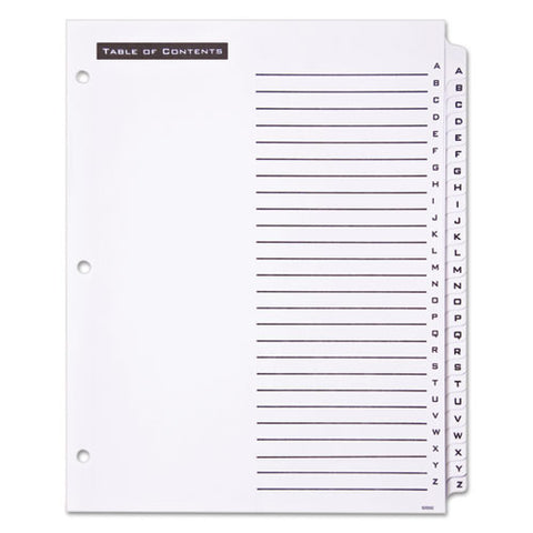 Table 'n Tabs Dividers, 26-tab, A To Z, 11 X 8.5, White, 1 Set