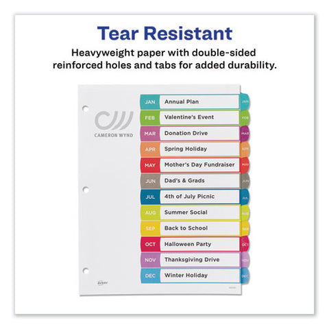 Customizable Toc Ready Index Multicolor Dividers, Jan-dec, Letter