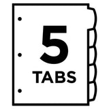 Big Tab Printable White Label Tab Dividers, 5-tab, Letter, 20 Per Pack