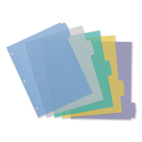 Write And Erase Big Tab Durable Plastic Dividers, 3-hold Punched, 5-tab, 11 X 8.5, Assorted, 1 Set