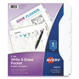 Write And Erase Durable Plastic Dividers With Pocket, 5-tab, 11.13 X 9.25, White, 1 Set