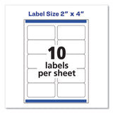 Shipping Labels W- Trueblock Technology, Inkjet Printers, 2 X 4, White, 10-sheet, 10 Sheets-pack