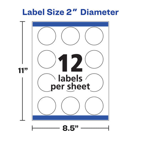 Round Print-to-the Edge Labels With Sure Feed And Easy Peel, 2" Dia, Glossy White, 120-pk