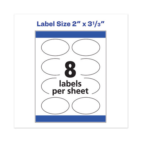 Oval Labels W- Sure Feed And Easy Peel, 2 X 3.33, Glossy White, 80-pack