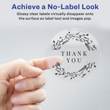 Round Print-to-the Edge Labels With Sure Feed And Easy Peel, 2" Dia, Glossy Clear, 120-pk