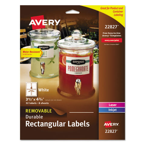 Removable Print-to-the-edge White Labels W- Sure Feed, 3 1-2 X 4 3-4, 32-pack