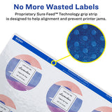 Round Print-to-the Edge Labels With Surefeed, 2.5" Dia, Glossy White, 90-pk