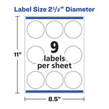 Durable White Id Labels W- Sure Feed, 2 1-2" Dia, White, 72-pk