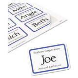 Flexible Adhesive Name Badge Labels, 3.38 X 2.33, White-blue Border, 400-box