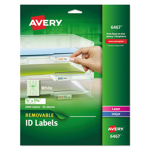 Removable Multi-use Labels, Inkjet-laser Printers, 0.5 X 1.75, White, 80-sheet, 25 Sheets-pack