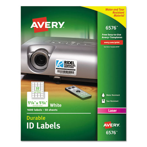 Durable Permanent Id Labels With Trueblock Technology, Laser Printers, 1.25 X 1.75, White, 32-sheet, 50 Sheets-pack