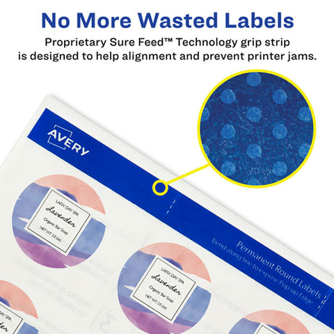 Round Print-to-the Edge Labels With Surefeed And Easypeel, 1.67" Dia, Glossy Clear, 500-pk