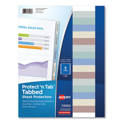 Protect 'n Tab Top-load Clear Sheet Protectors W-five Tabs, Letter