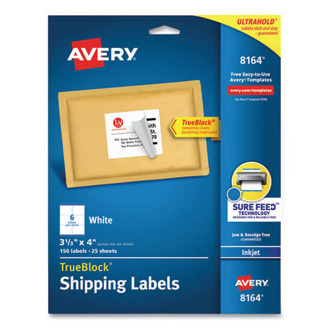 Shipping Labels W- Trueblock Technology, Inkjet Printers, 3.33 X 4, White, 6-sheet, 25 Sheets-pack