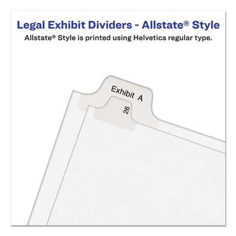 Preprinted Legal Exhibit Side Tab Index Dividers, Allstate Style, 26-tab, X, 11 X 8.5, White, 25-pack