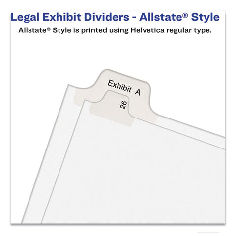 Preprinted Legal Exhibit Side Tab Index Dividers, Allstate Style, 10-tab, 1, 11 X 8.5, White, 25-pack