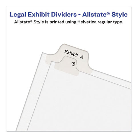 Preprinted Legal Exhibit Side Tab Index Dividers, Allstate Style, 10-tab, 2, 11 X 8.5, White, 25-pack