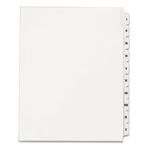 Preprinted Legal Exhibit Side Tab Index Dividers, Allstate Style, 10-tab, I To X, 11 X 8.5, White, 1 Set