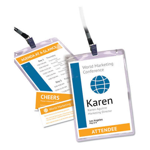 Lanyard-style Badge Holder W-laser-inkjet Inserts, Top Load, 4.25 X 6, We, 25-pk