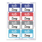 Flexible Adhesive Name Badge Labels, "hello", 3 3-8 X 2 1-3, Assorted, 120-pk