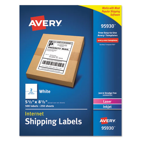 White Shipping Labels-bulk Packs, Inkjet-laser Printers, 5.5 X 8.5, White, 2-sheet, 250 Sheets-box