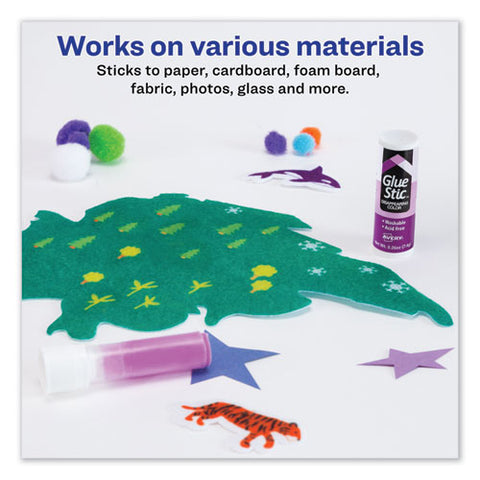 Permanent Glue Stic Value Pack, 0.26 Oz, Applies Purple, Dries Clear, 18-pack