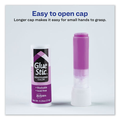 Permanent Glue Stic Value Pack, 0.26 Oz, Applies Purple, Dries Clear, 6-pack