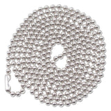 Id Badge Holder Chain, Ball Chain Style, 36" Long, Nickel Plated, 100-box