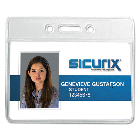 Sicurix Badge Holder, Horizontal, 2.13 X 3.38, Clear, 12-pack