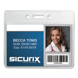 Sicurix Badge Holder, Horizontal, 2.13 X 3.38, Clear, 12-pack