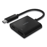 Usb-c To Hdmi + Charge Adapter, Hdmi; Usb-c(f); Usb-c(m), 2.53", Black