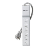 Home-office Surge Protector W-rotating Plug, 6 Outlets, 6 Ft Cord, 720j, White