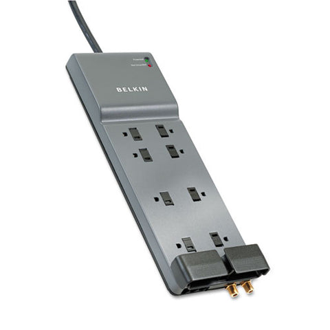 Home-office Surge Protector, 8 Outlets, 12 Ft Cord, 3390 Joules, Dark Gray