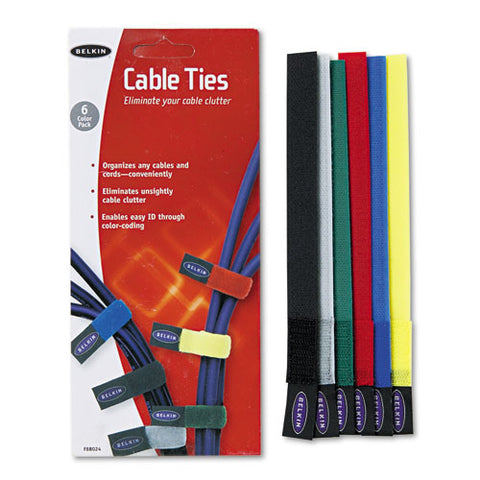 Multicolored Cable Ties, 6-pack