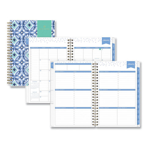 Day Designer Tile Weekly-monthly Planner, 8 X 5, Blue-white Cover, 2021