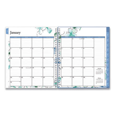 Lindley Monthly Wirebound Planner, 10 X 8, White-blue, 2022