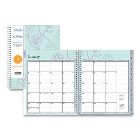 Rue Du Flore Monthly Wirebound Planner, 10 X 8, Green-lavender, 2022