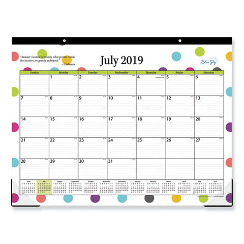 Teacher Dots Academic Year Desk Pad, 22 X 17, Assorted Color Dots, 2021-2022