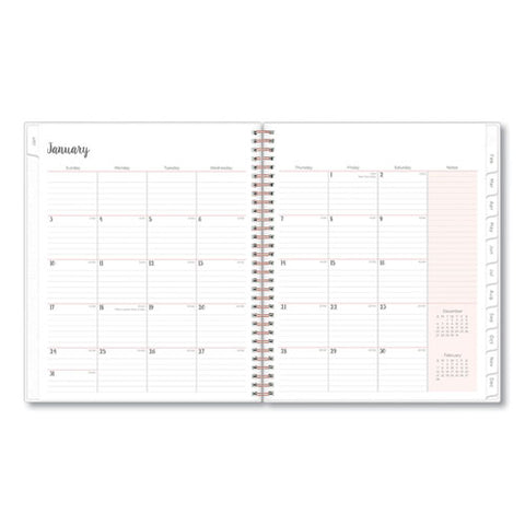 Joselyn Monthly Wirebound Planner, 10 X 8, Light Pink-peach-black, 2022