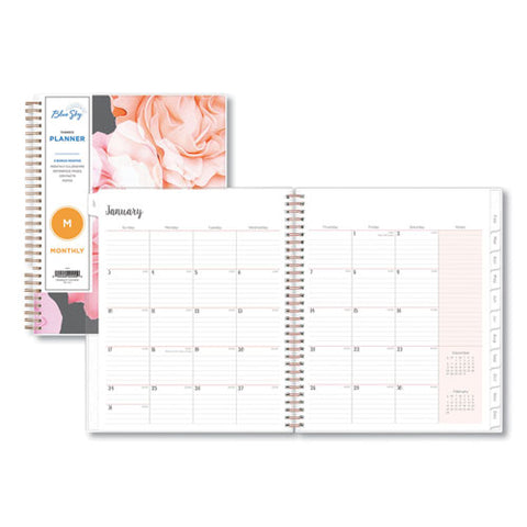 Joselyn Monthly Wirebound Planner, 10 X 8, Light Pink-peach-black, 2022