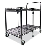 Stowaway Folding Carts, 2 Shelves, 35w X 37.25d X 22h, Black, 250 Lb Capacity