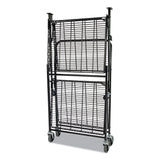 Stowaway Folding Carts, 2 Shelves, 35w X 37.25d X 22h, Black, 250 Lb Capacity