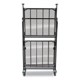 Stowaway Folding Carts, 2 Shelves, 35w X 37.25d X 22h, Black, 250 Lb Capacity