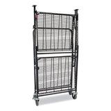 Stowaway Folding Carts, 2 Shelves, 35w X 37.25d X 22h, Black, 250 Lb Capacity