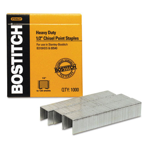 Heavy-duty Premium Staples, 0.5" Leg, 0.5" Crown, Steel, 1,000-box