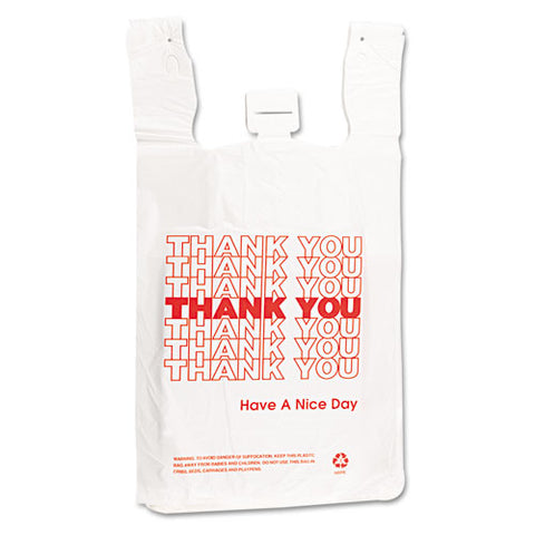 Plastic Thank-you T-sack, 2 Mil, 4" X 15", White, 2,000-carton